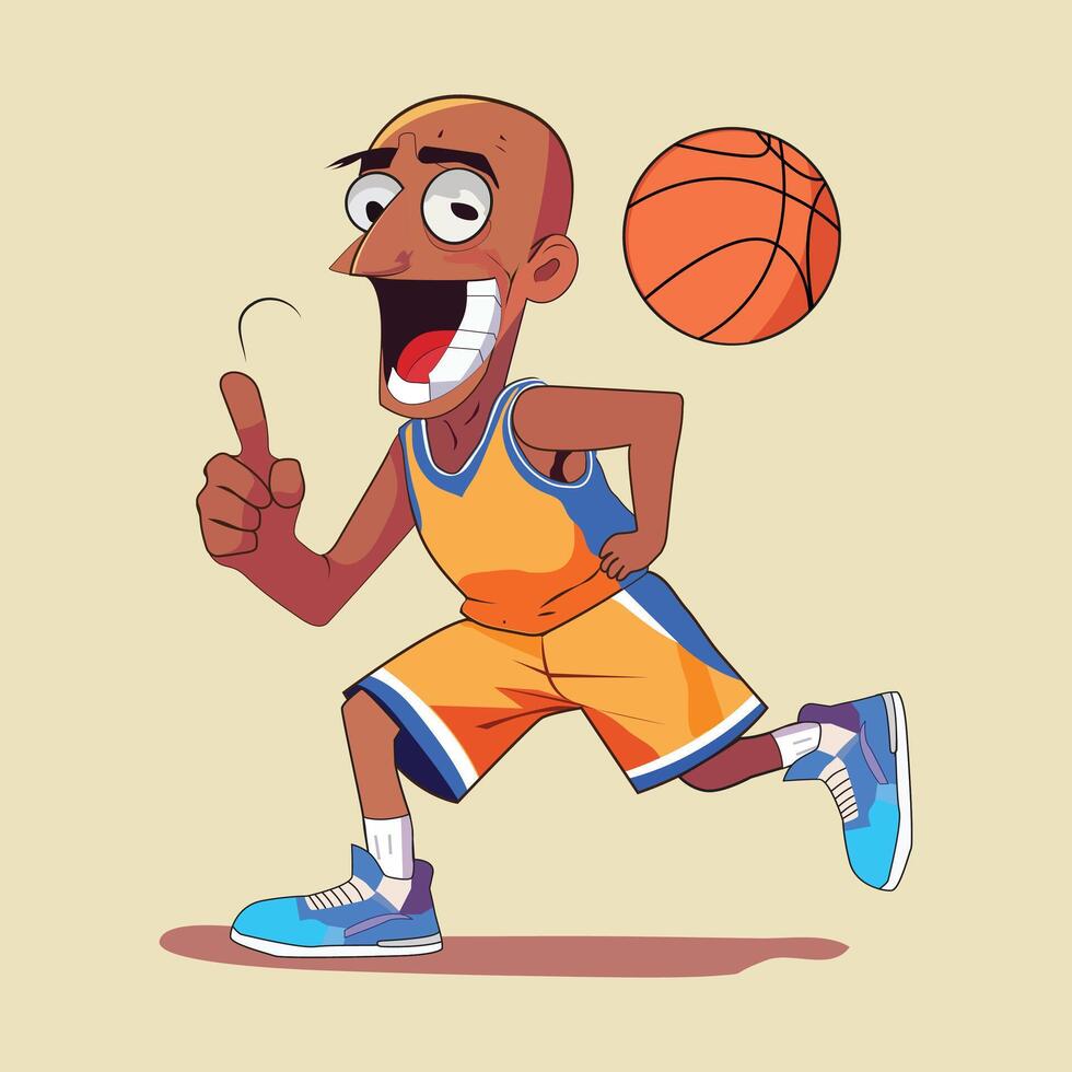 A middle-aged cartoon basketball player vector