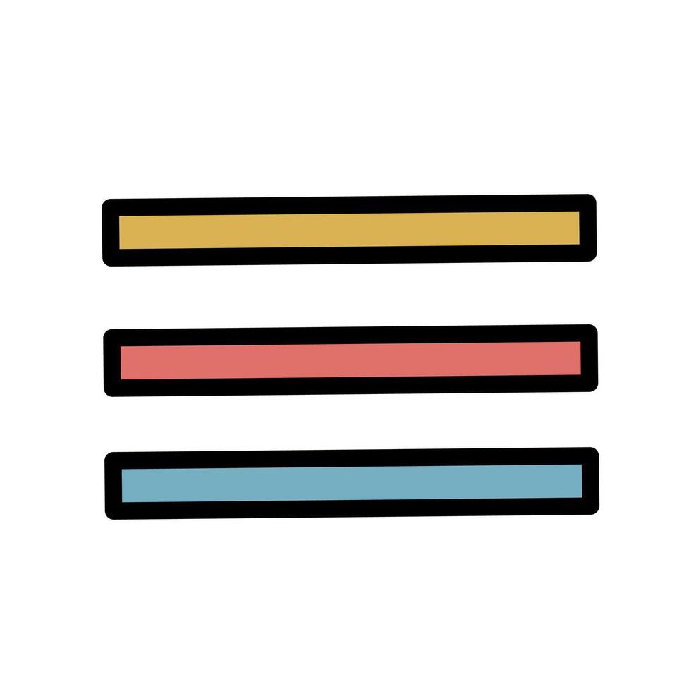 Flat menu icon with three horizontal lines, commonly used for navigation drawer or hamburger menu in apps and websites vector