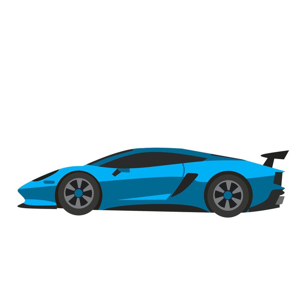 illustration of a modern blue sports car in side view. Sleek aerodynamic design, ideal for automotive concepts, racing themes, or transportation visuals vector