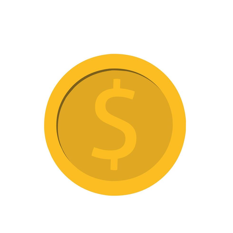 icon of a gold coin with dollar sign, representing money, income, savings, and finance vector