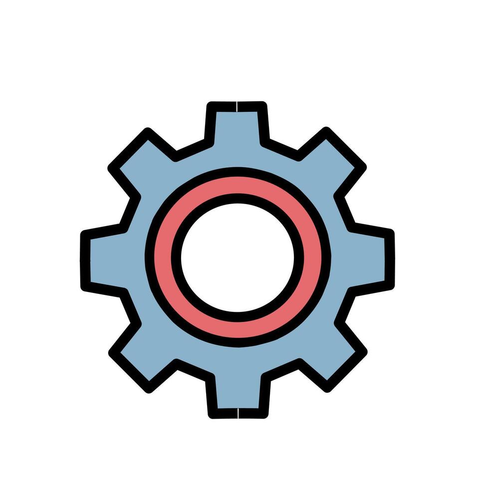 Gear or settings icon in flat style, representing configuration, system preferences, and mechanical tools vector