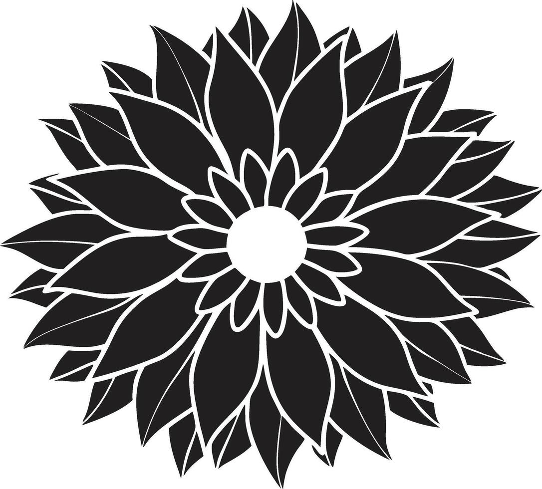 Silhouette of a sunflower with detailed petals vector