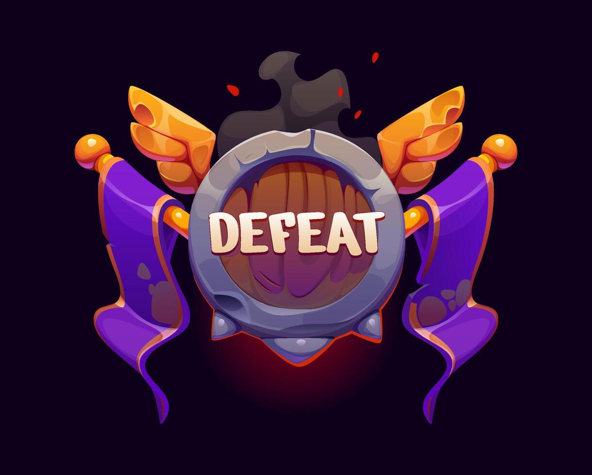 Defeat game frame icon, gui badge vector