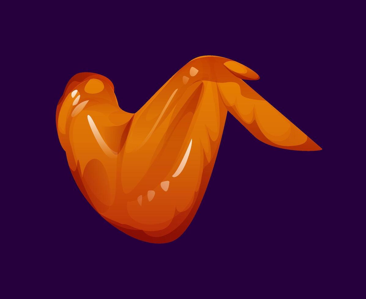 Cartoon fried chicken wing, fast food meal vector
