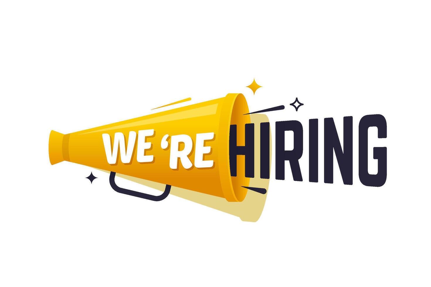 We are hiring icon, job offer, recruiting emblem vector