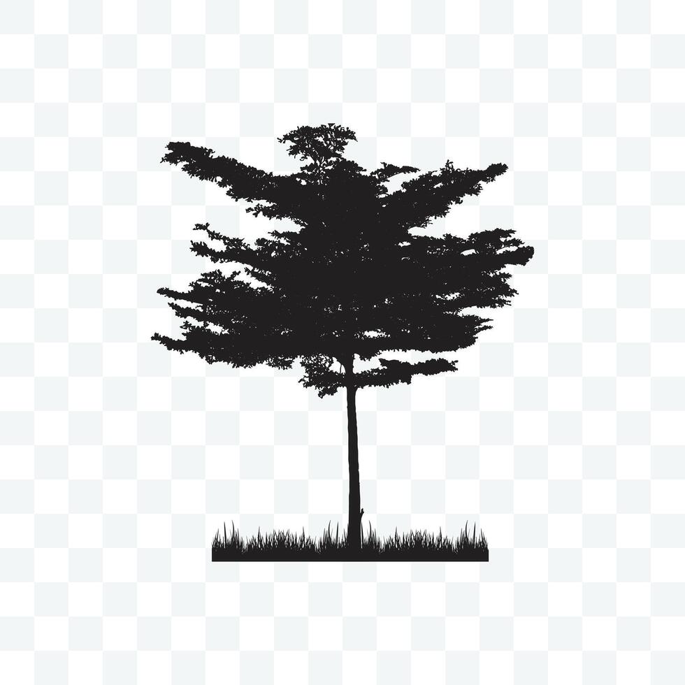 Silhouette of a Tree with Grass Illustration vector