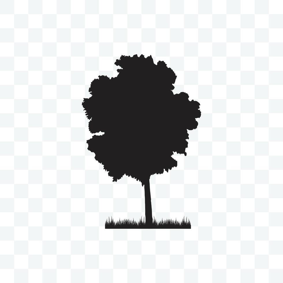 Silhouette of a Tree with Grass, Illustration vector