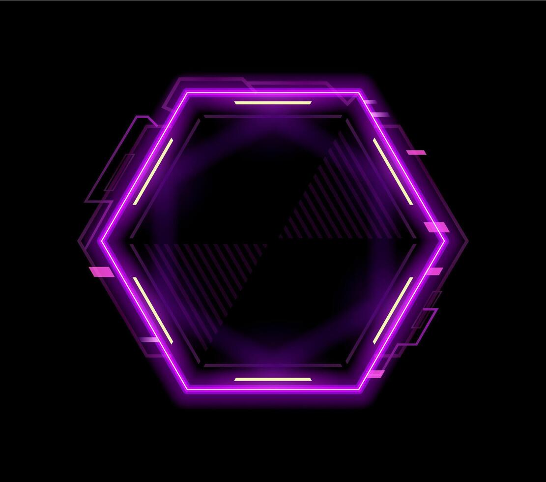 Neon frame, HUD interface overlay and game asset vector