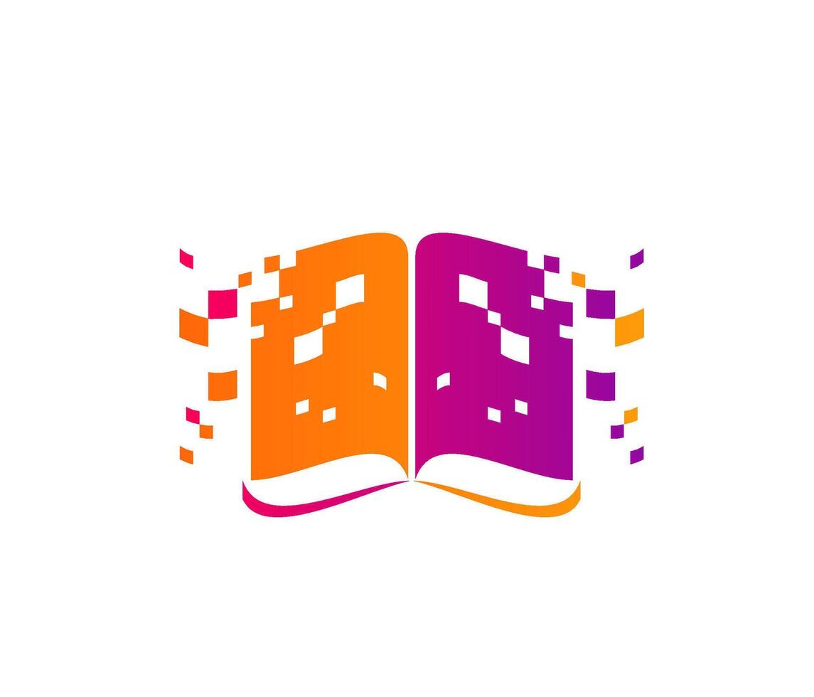 Digital book icon featuring pixelated elements vector
