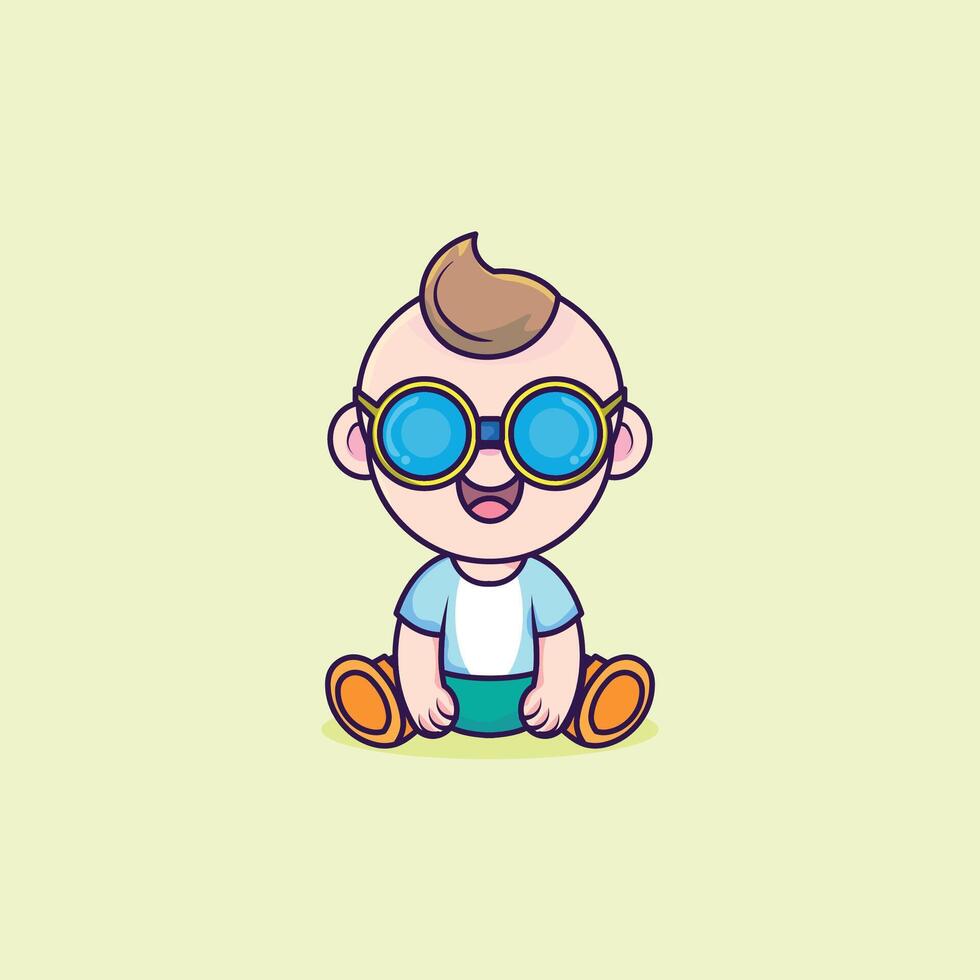 Cute baby with glasses vector