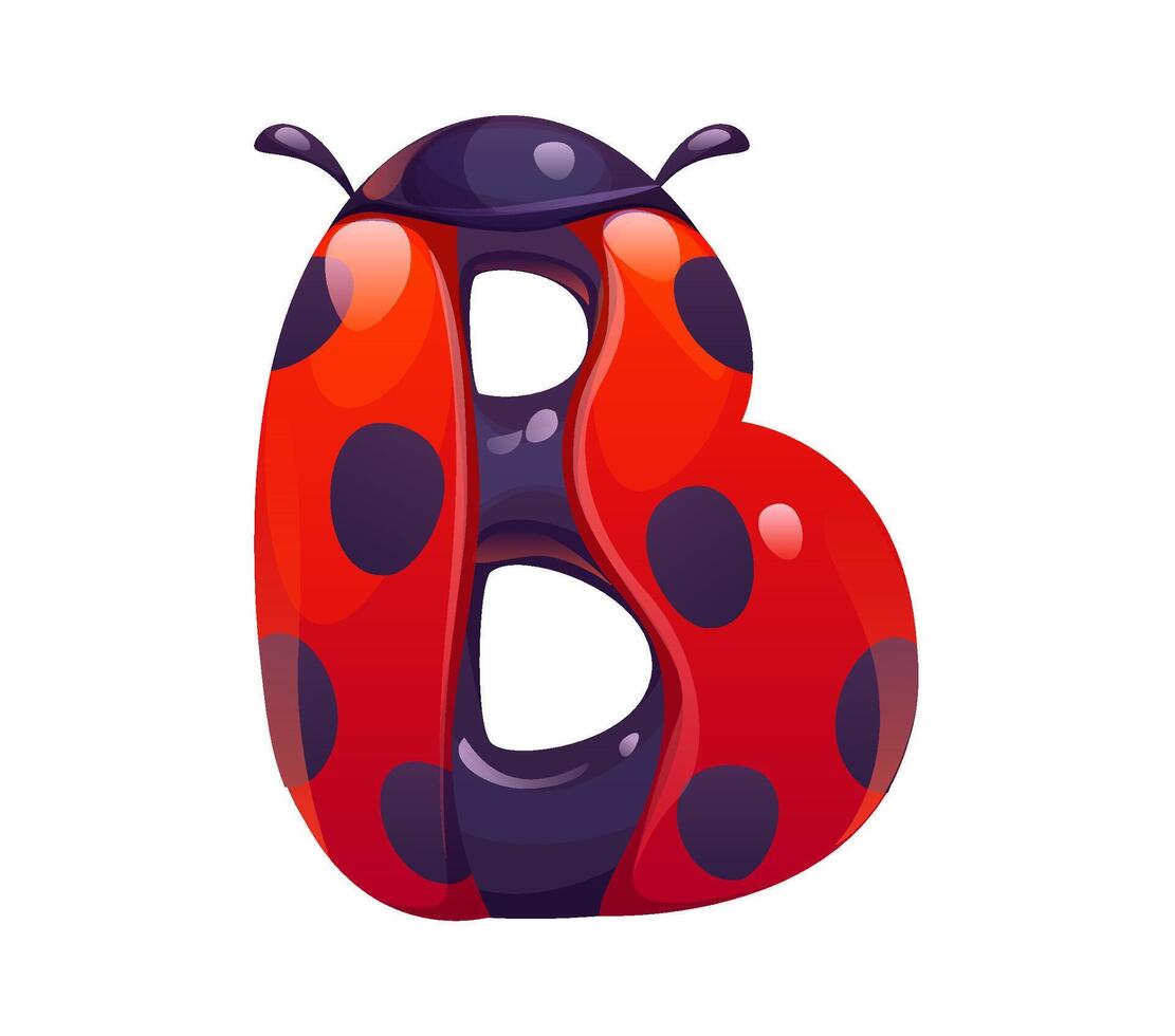 Ladybug cartoon font typeset letter B vector