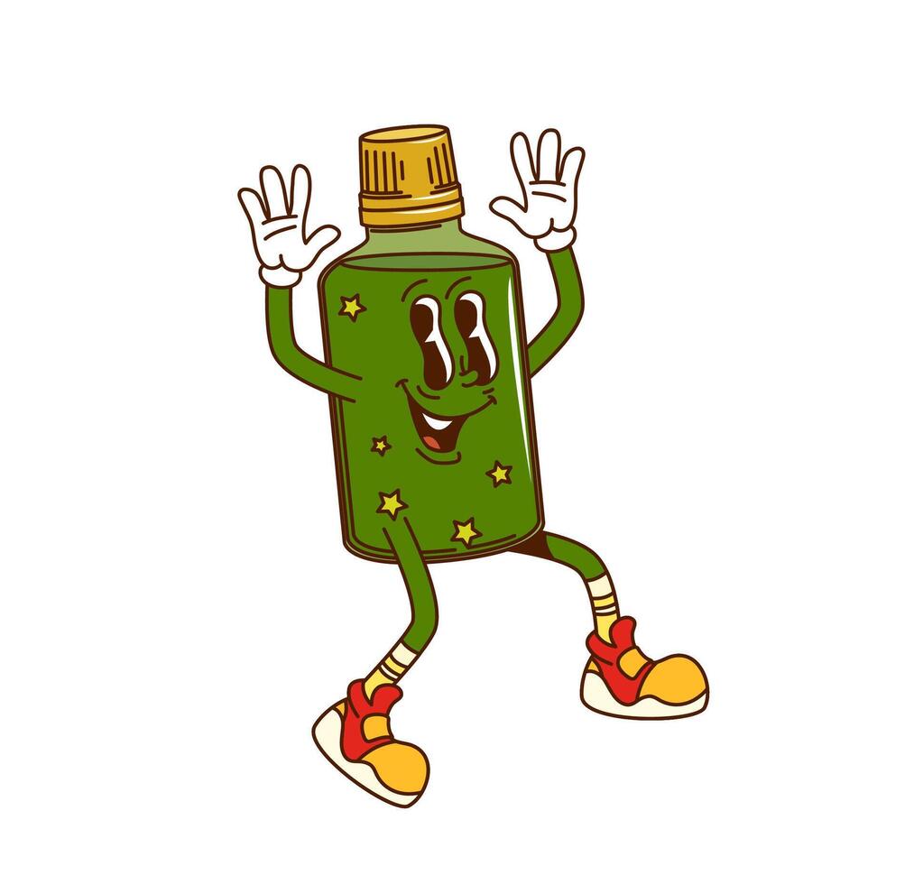 Groovy mixture bottle cheerful character vector
