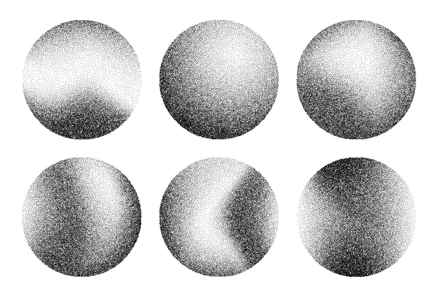 Round stipple noise grain sphere shapes set vector