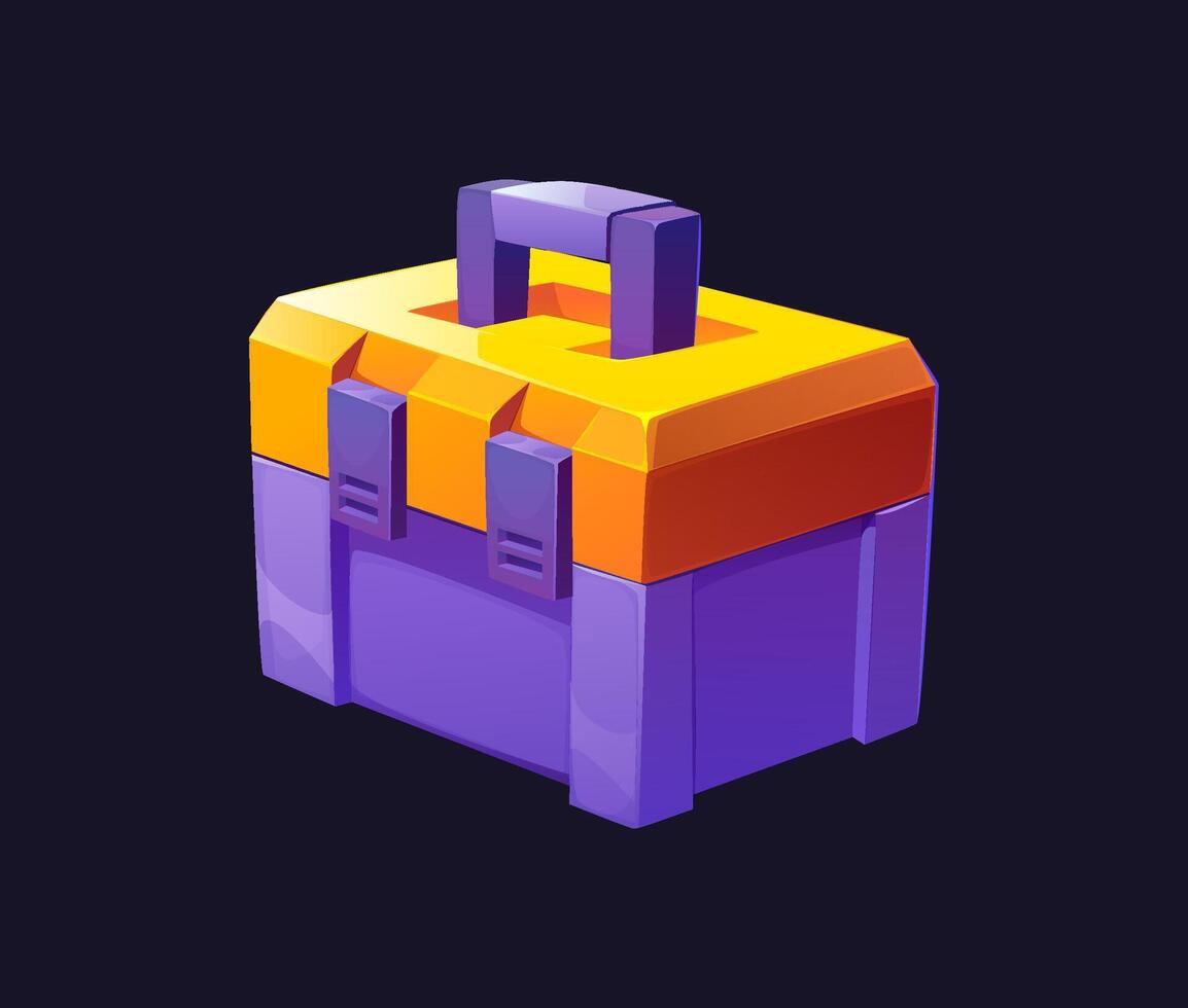 Cartoon futuristic game toolbox, space chest vector