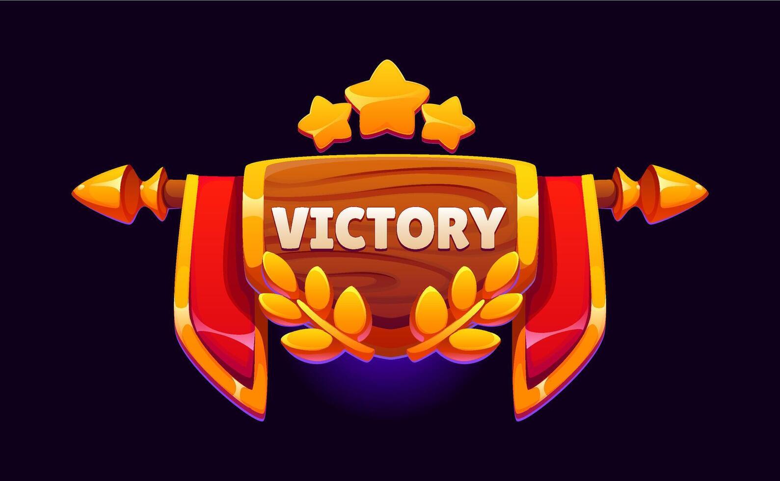 Victory award game icon, cartoon ui badge asset vector