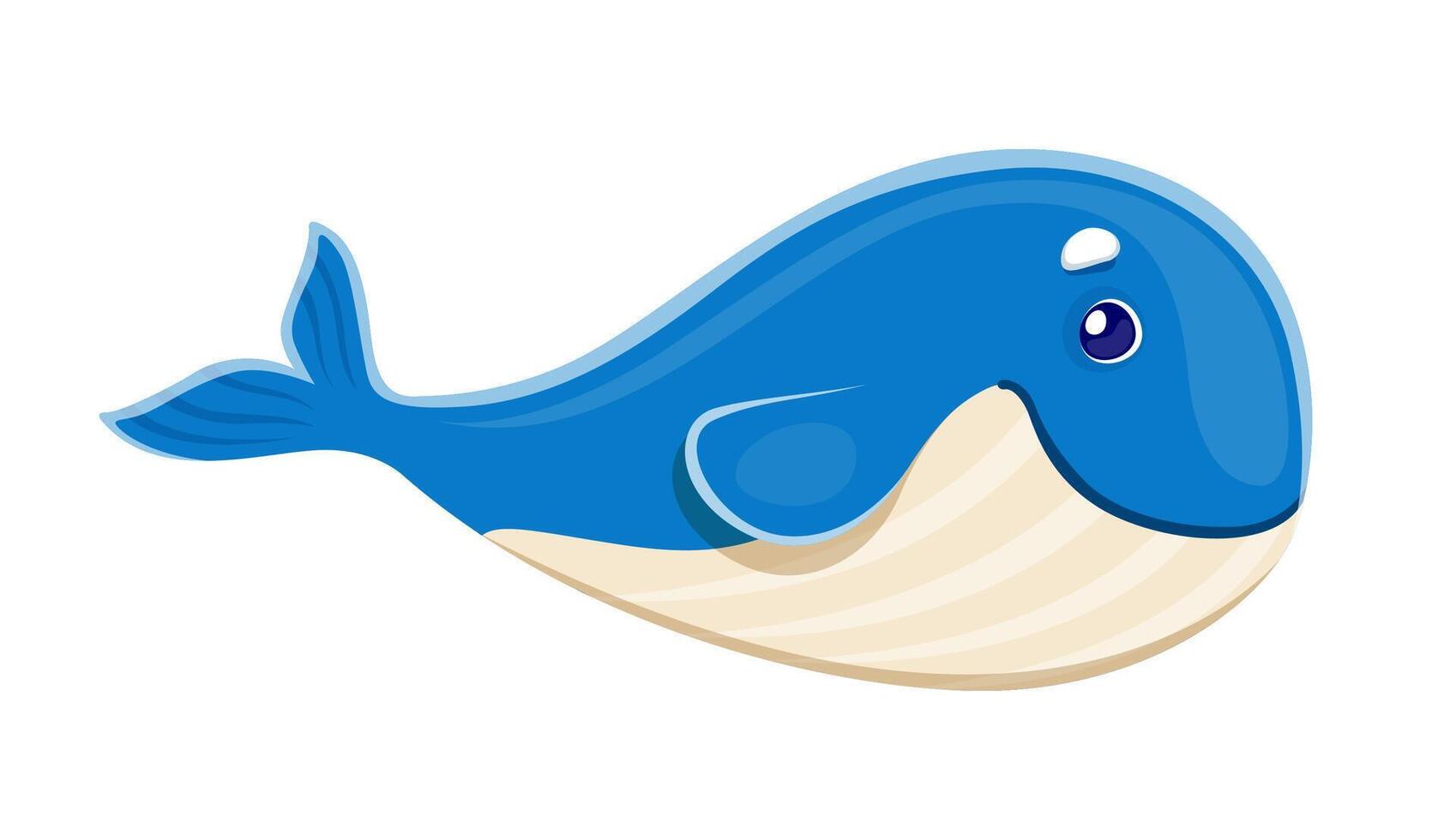 Cartoon whale smiling character with blue skin vector