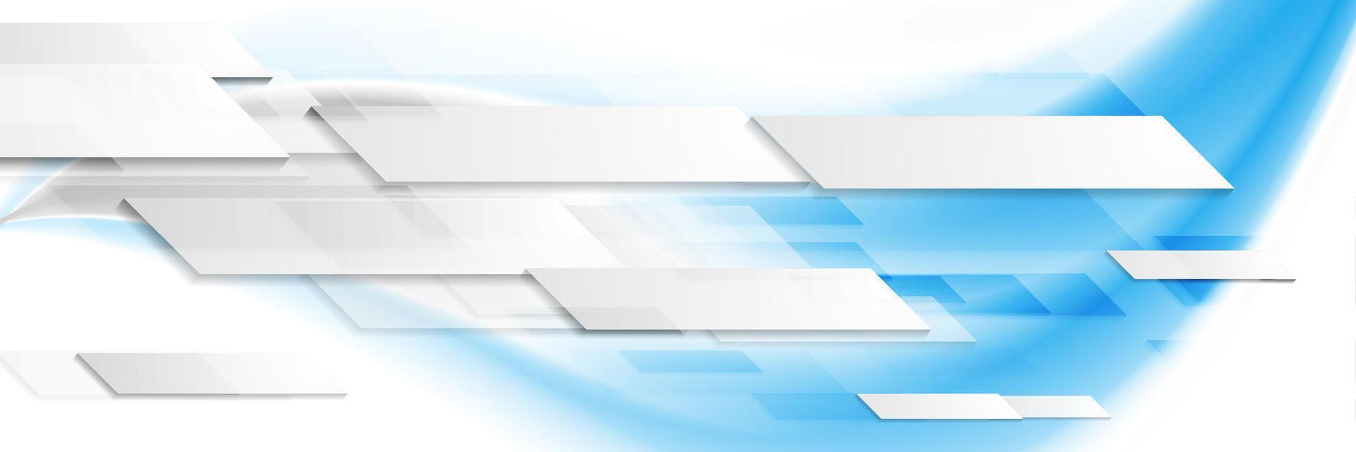 White and blue abstract concept geometric tech banner design vector