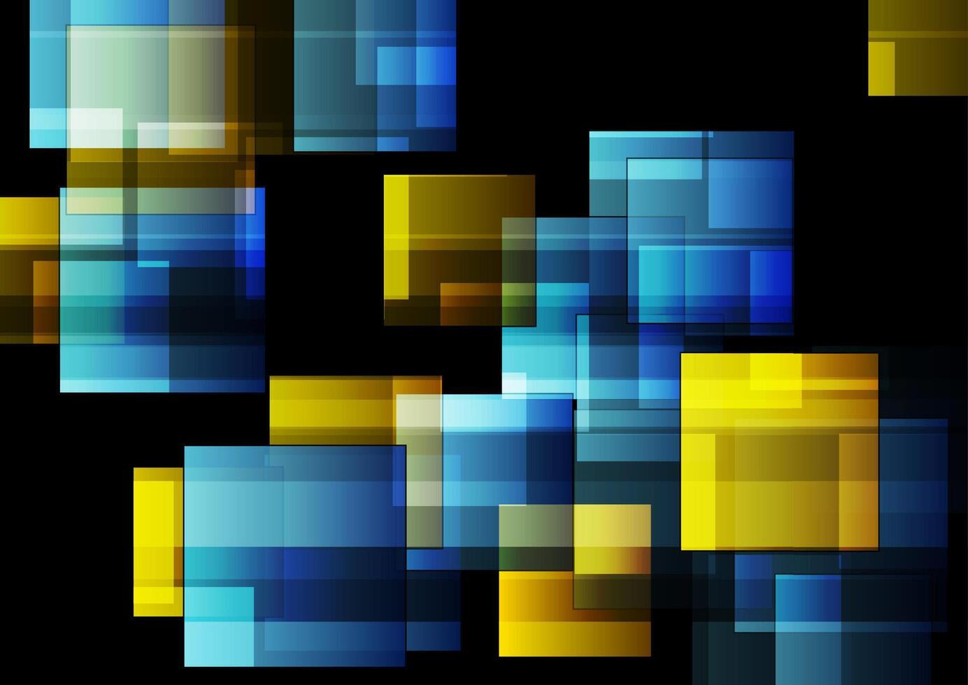 Blue and yellow glossy squares abstract technology design vector