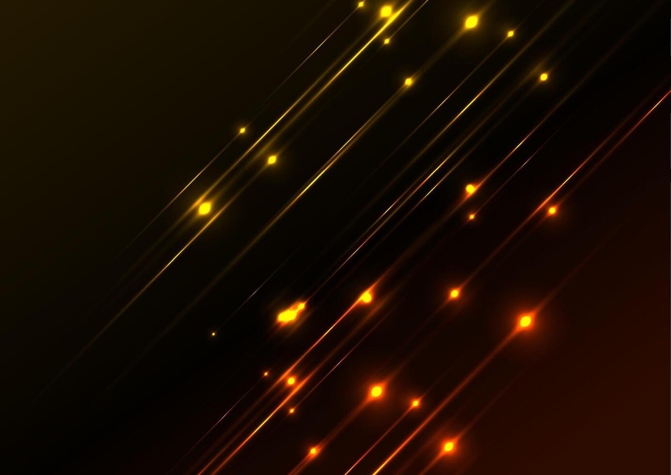 Yellow orange neon glowing laser lines hi-tech background vector