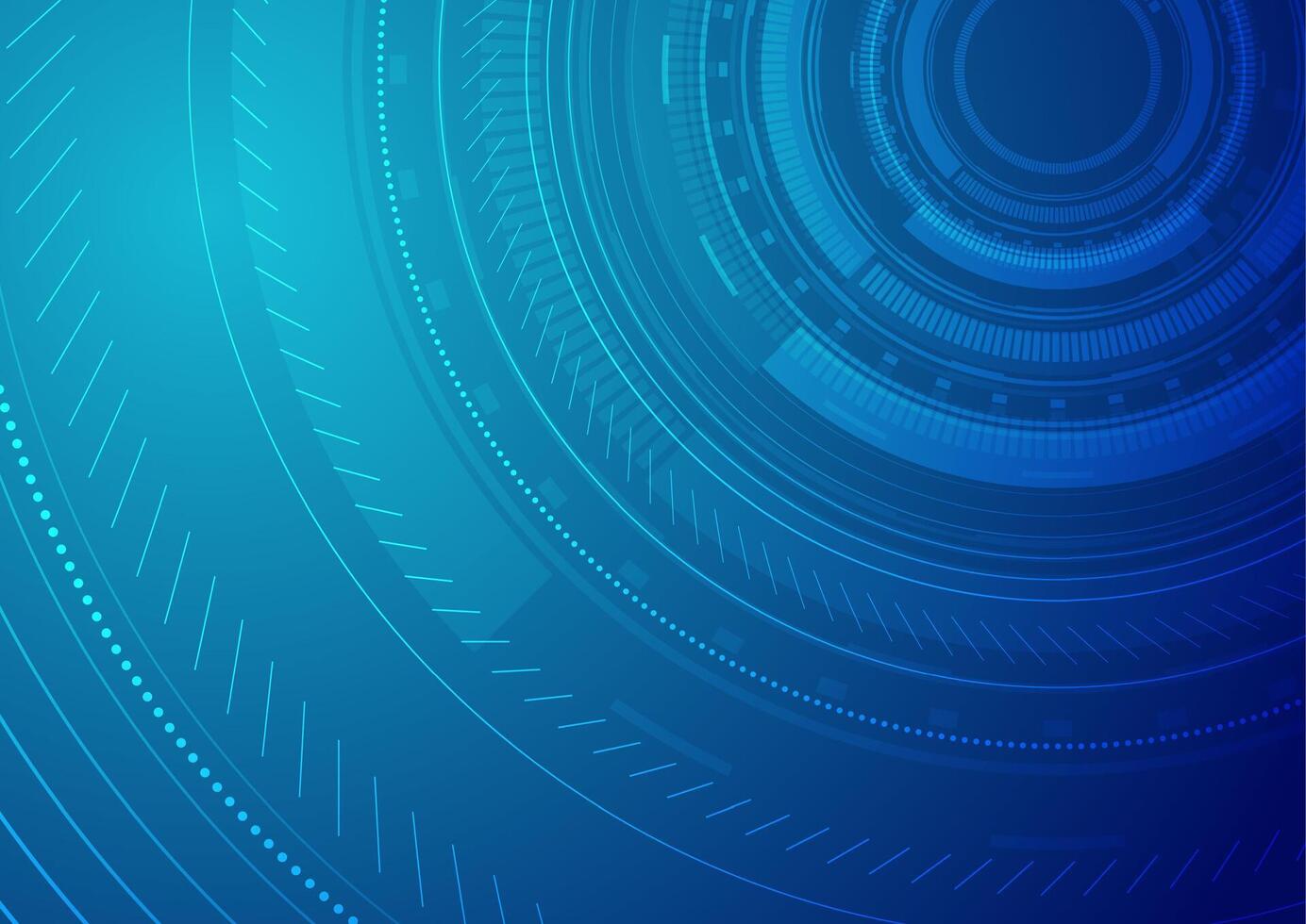 Bright blue abstract futuristic technology background with HUD gears vector