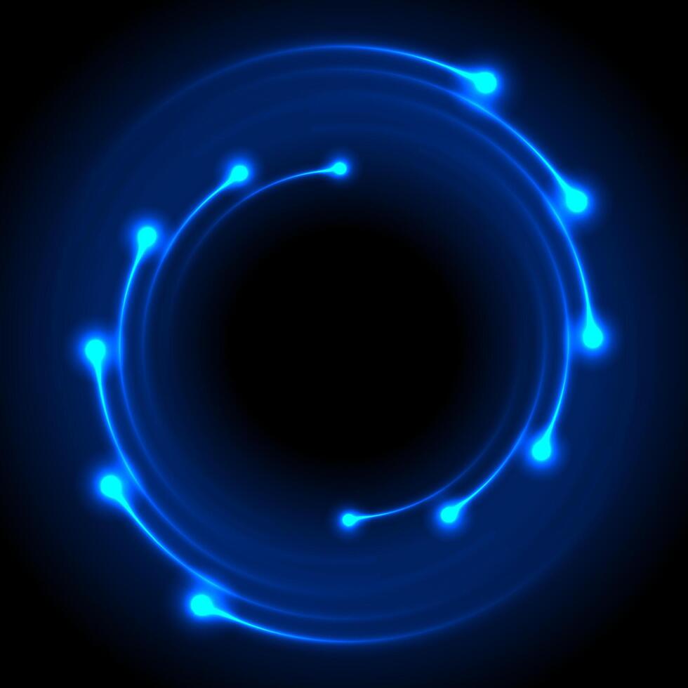 Blue glowing neon spiral circle abstract technology background vector