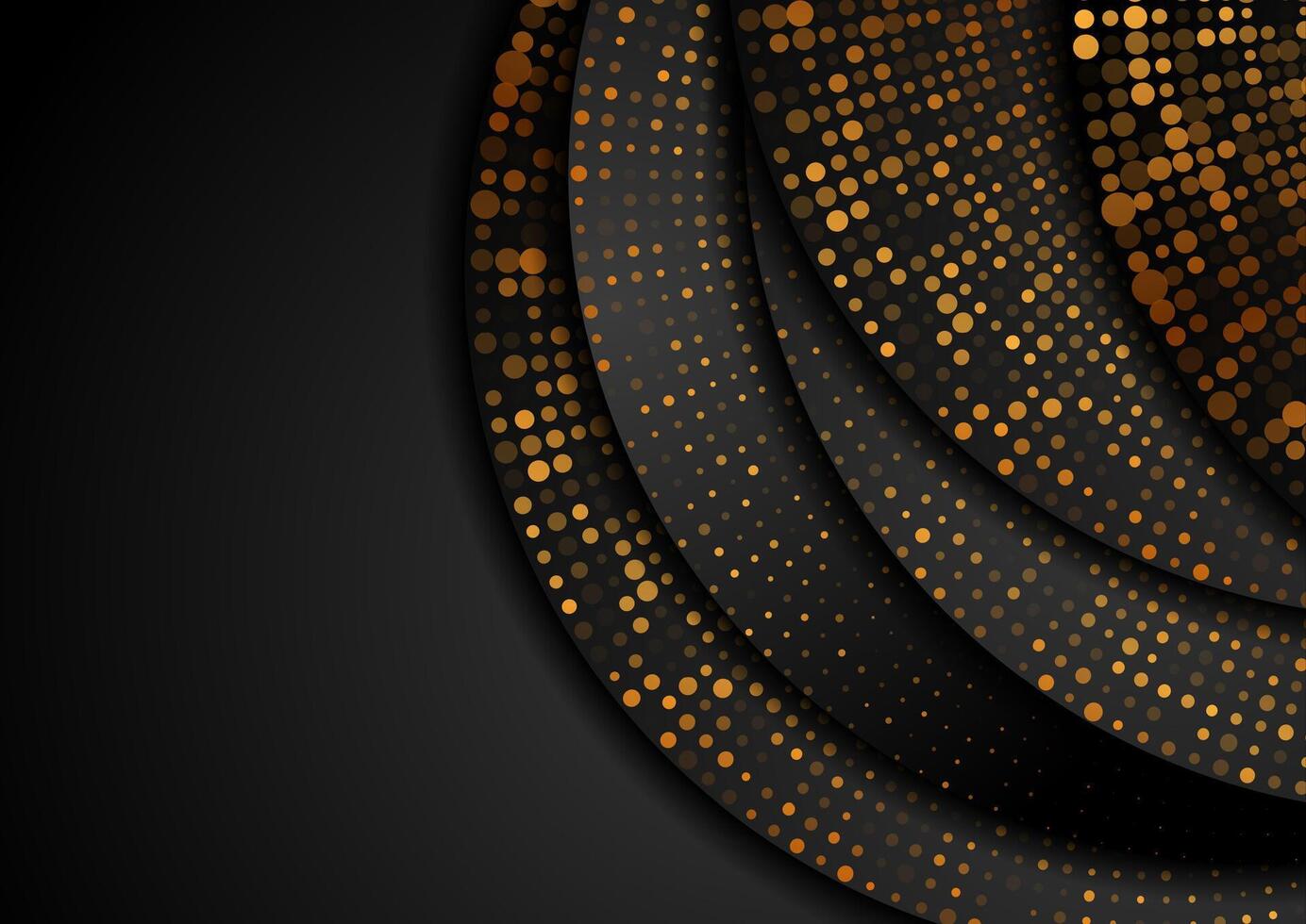 Shiny golden halftones dotted particles abstract sparkling corporate background vector