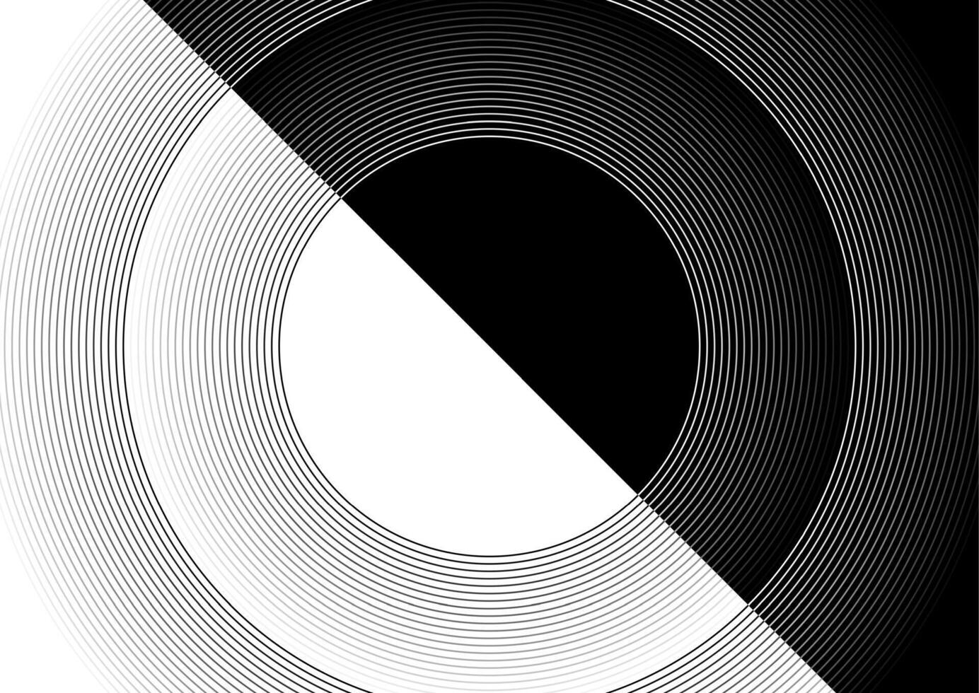 Black white round lines abstract technology background vector
