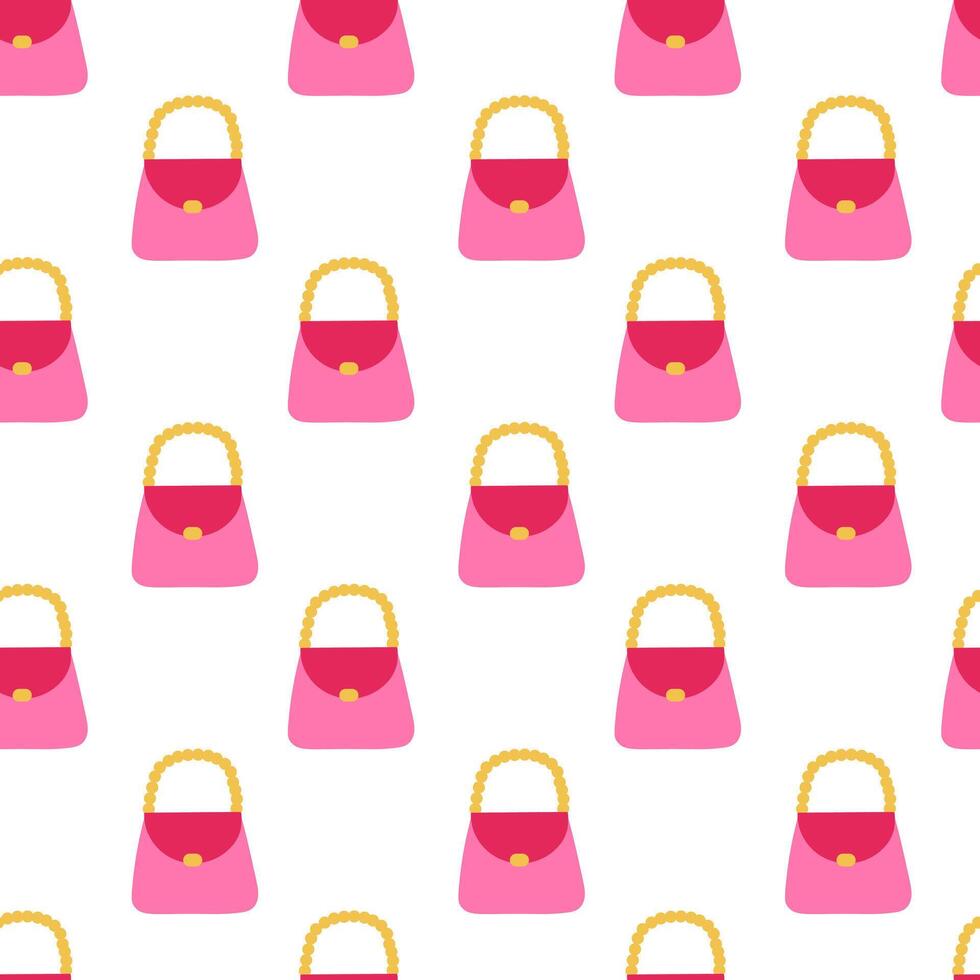 Seamless pattern with Princess Pink Bag. flat illustration. vector