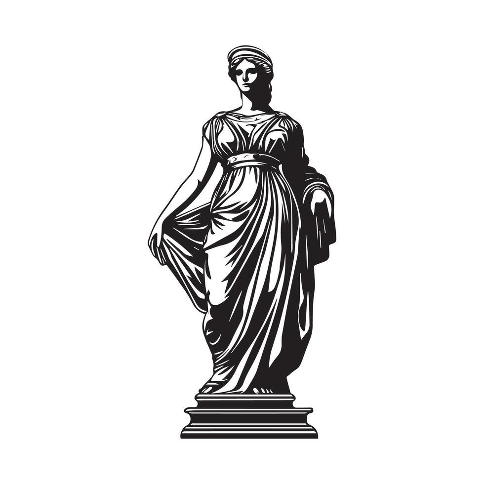 Greek Statue Face Stock Illustrations on white background vector