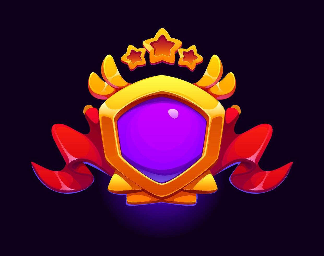 Victory award game icon, level complete UI badge vector