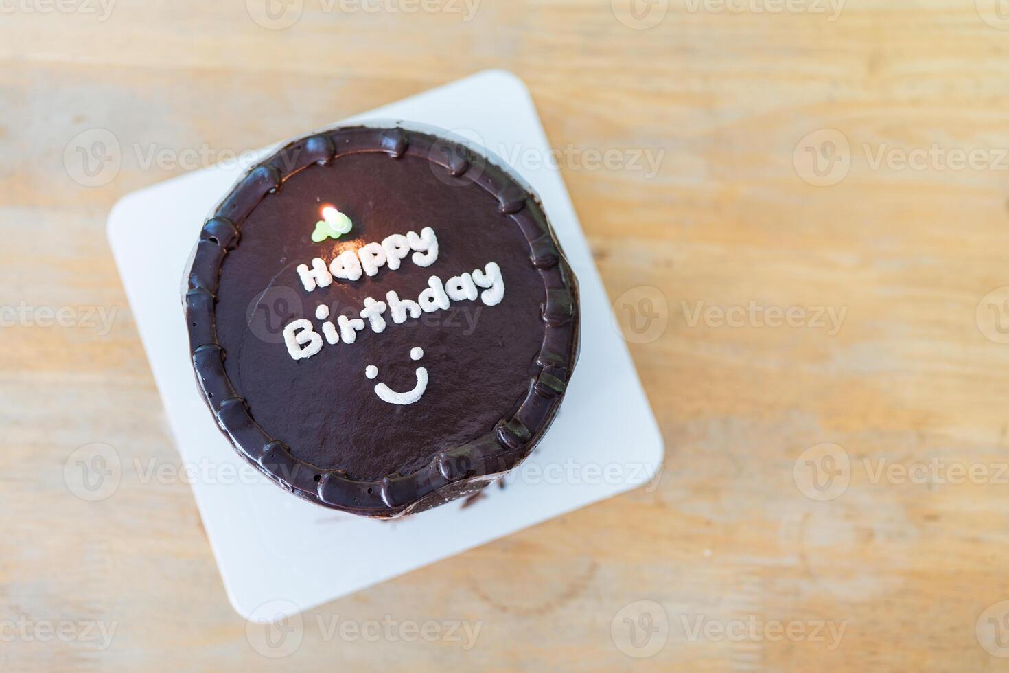 A chocolate birthday cake with a message on it photo