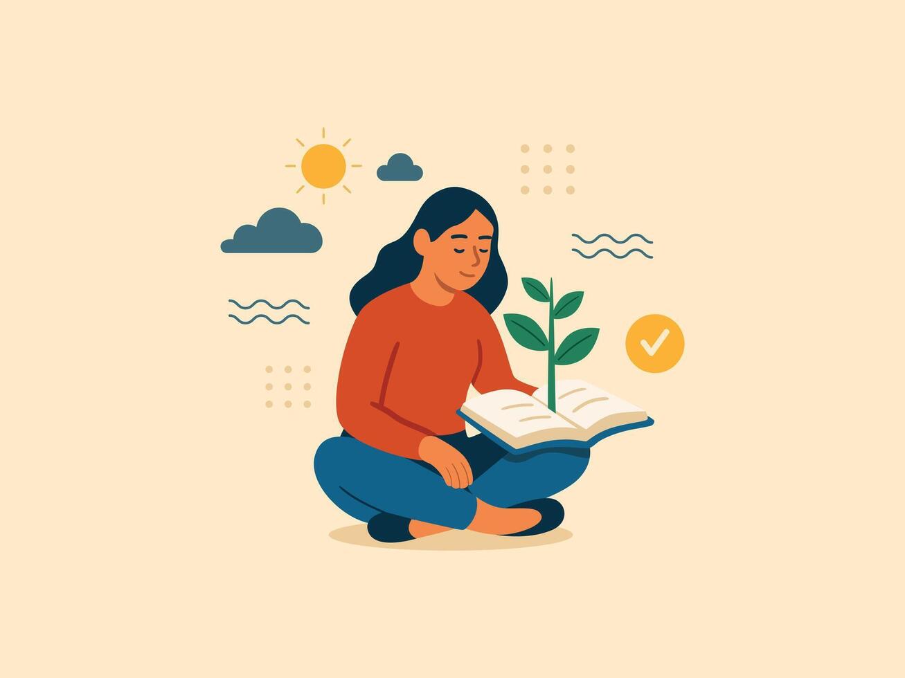 Growth from Knowledge. Symbolizing Personal Development, Learning, and Growth Mindset. vector