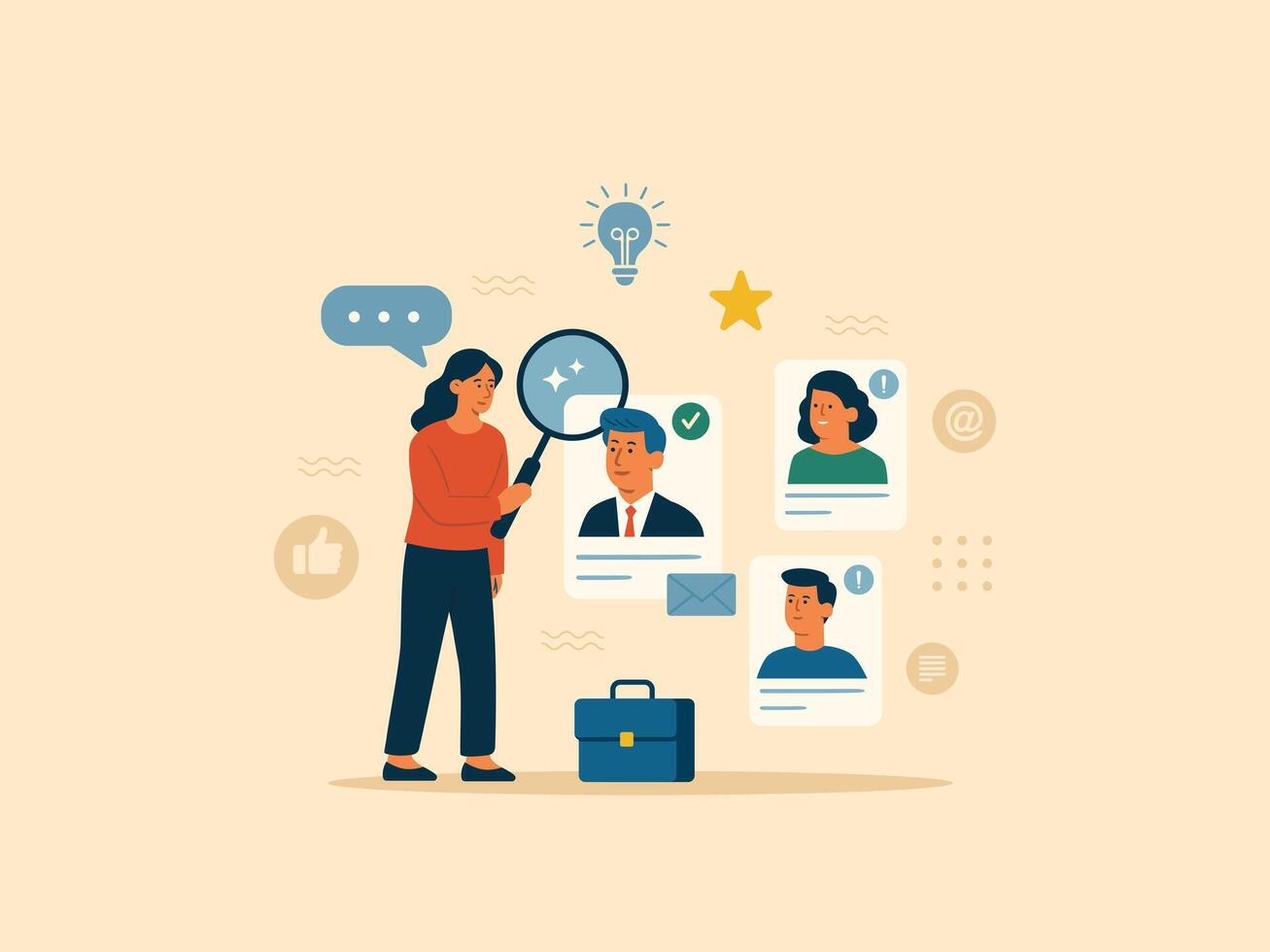 Smart Hiring Strategy with Candidate Evaluation and Talent Selection Concept. vector
