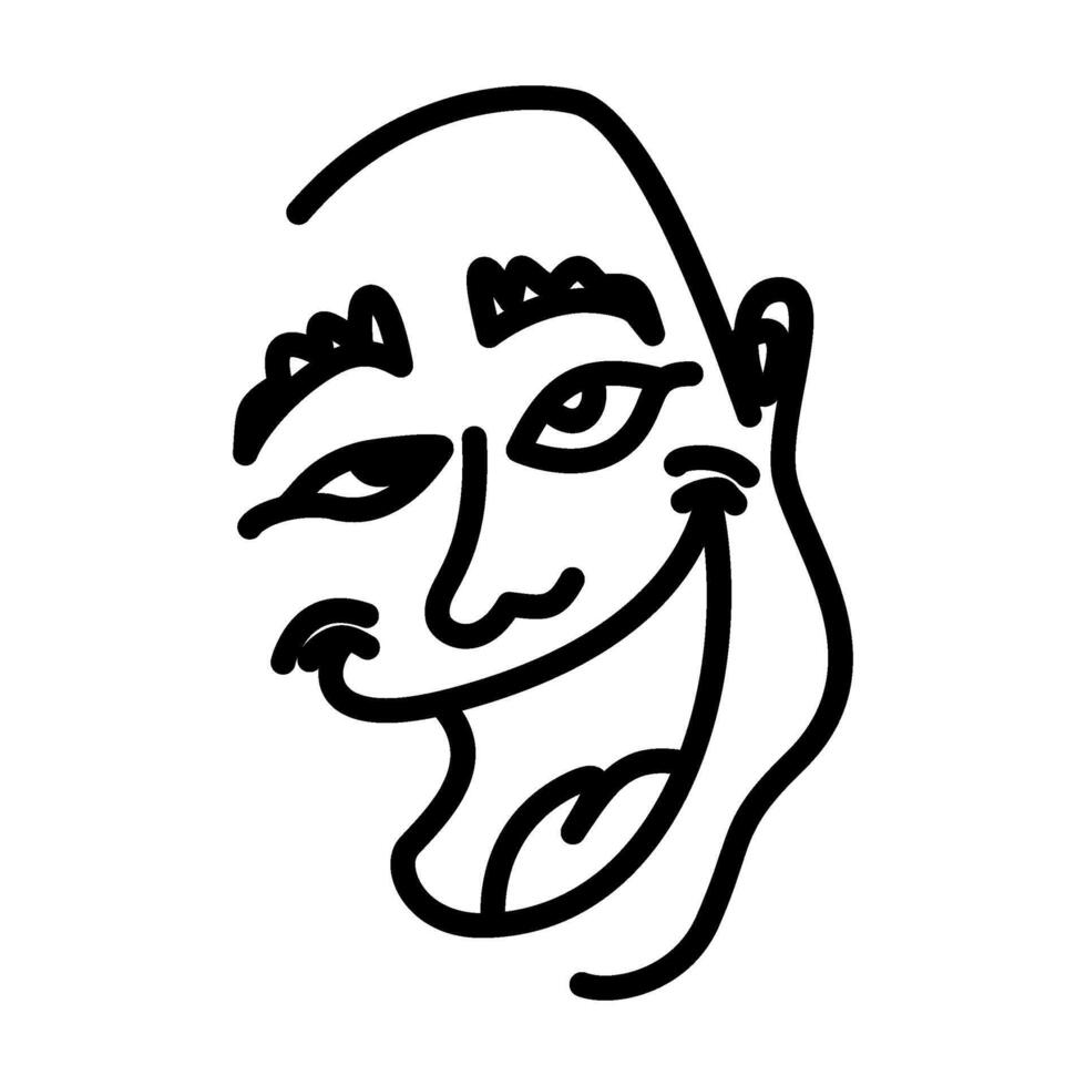 Bold Line Drawing of a Smiling Face with Exaggerated Features vector