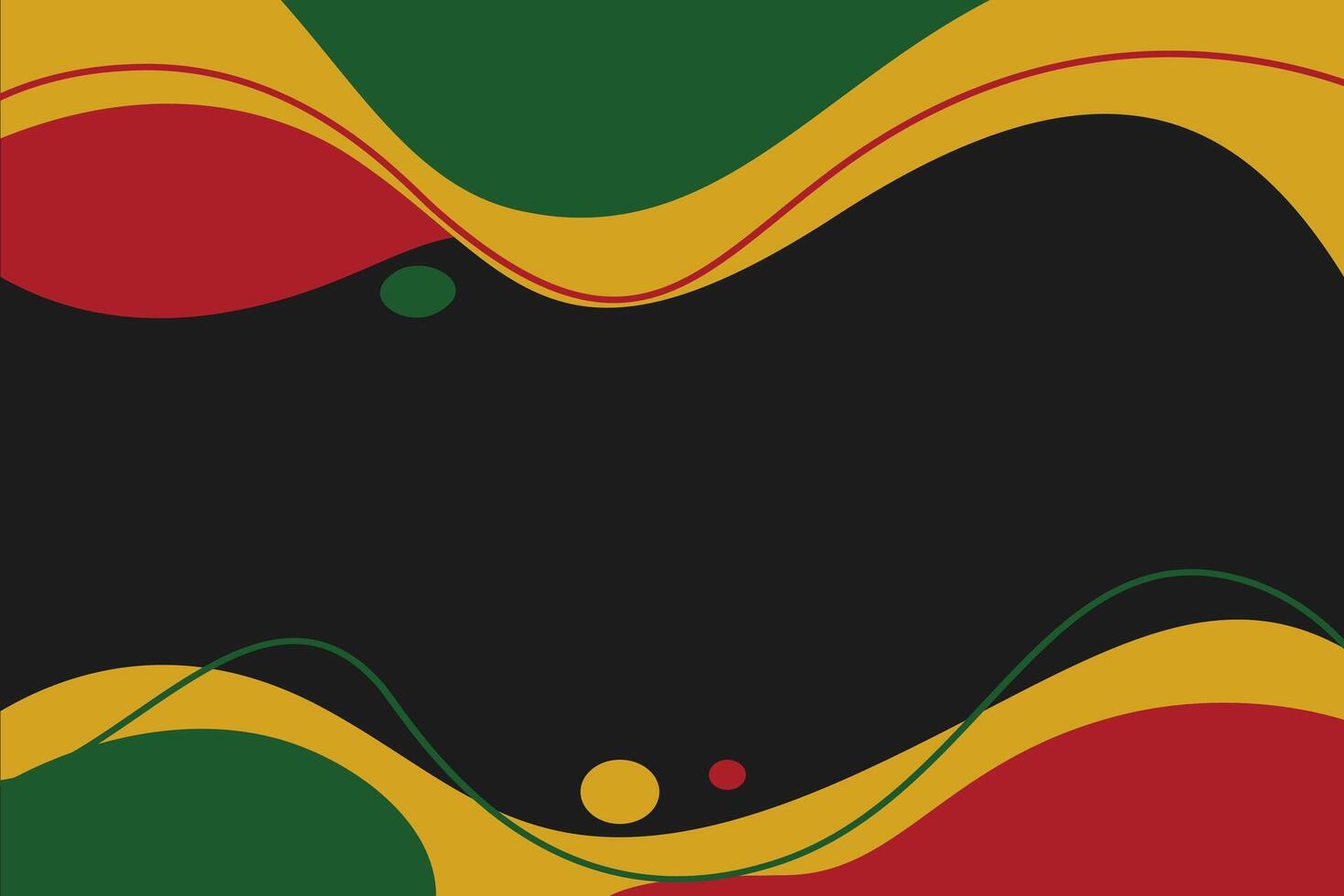 Juneteenth abstract background. Bold red, green, and yellow curves on black. Perfect for social media, presentations, and event flyers. Celebratory, powerful atmosphere for Juneteenth. vector