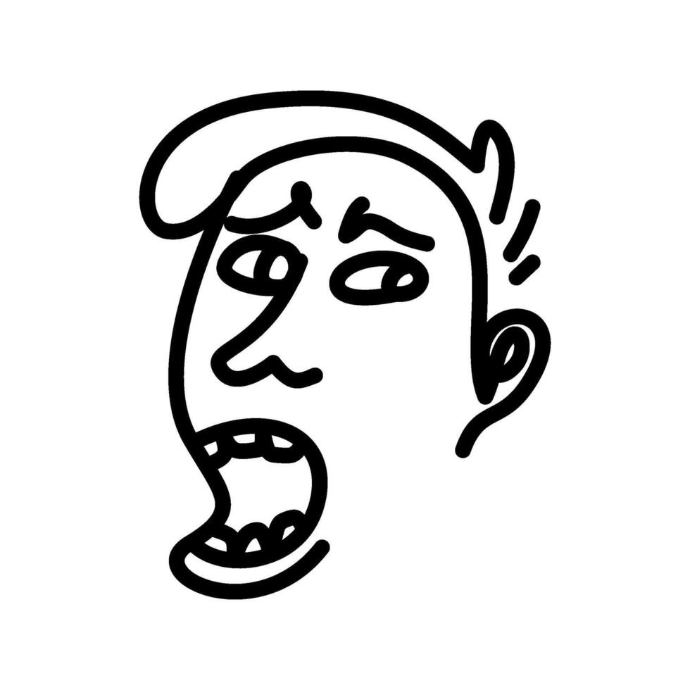 Cartoonish Line Art of a Man's Face Expressing Shock or Fear vector