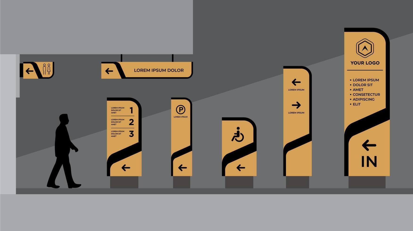 Exterior and interior signage concept corporate identity vector