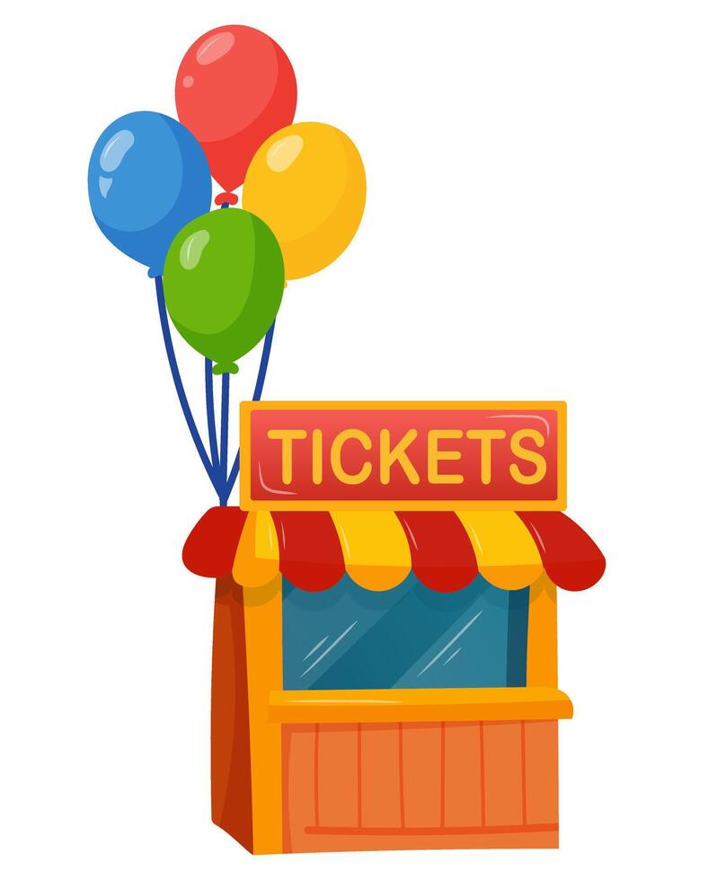 ticket booth in amusement park and retro style circus vector