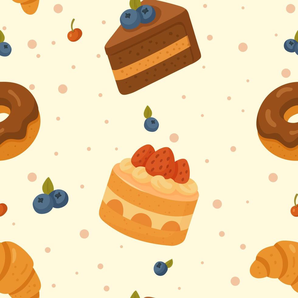 chef baking with cakes vector