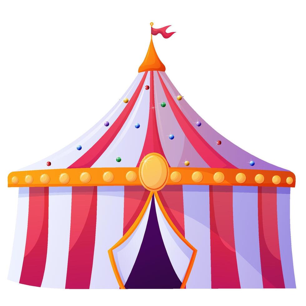 retro circus marquee with colorful lanterns vector
