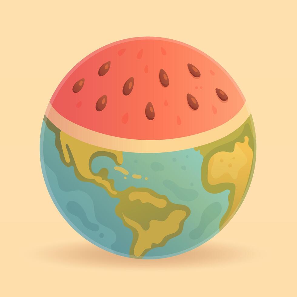 planet earth is like a ripe watermelon with seeds vector