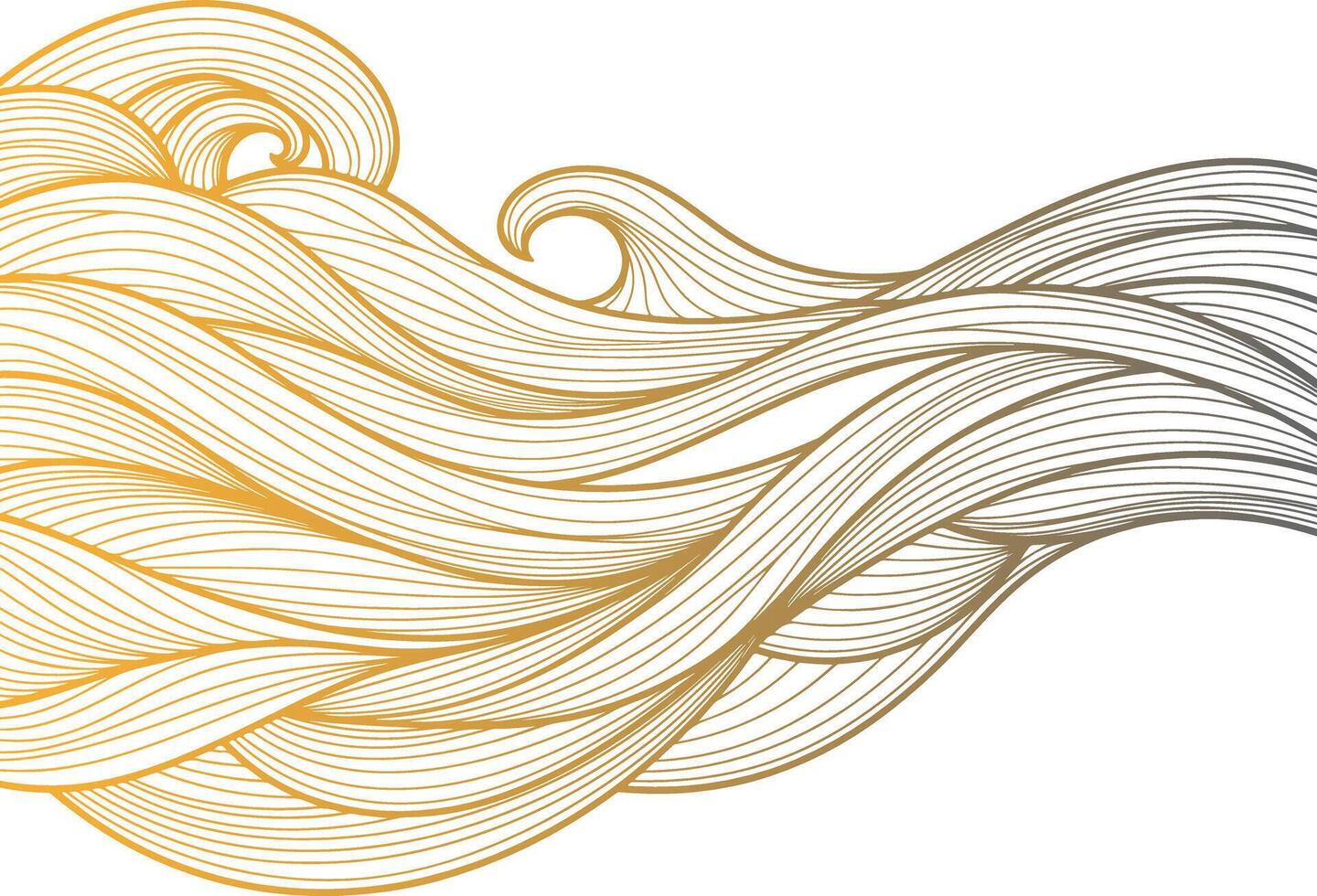 Minimalist Gold and Black Flowing Wave Line Art on White Background Inspired by Japanese Style for Luxury Abstract and Zen Design Projects vector