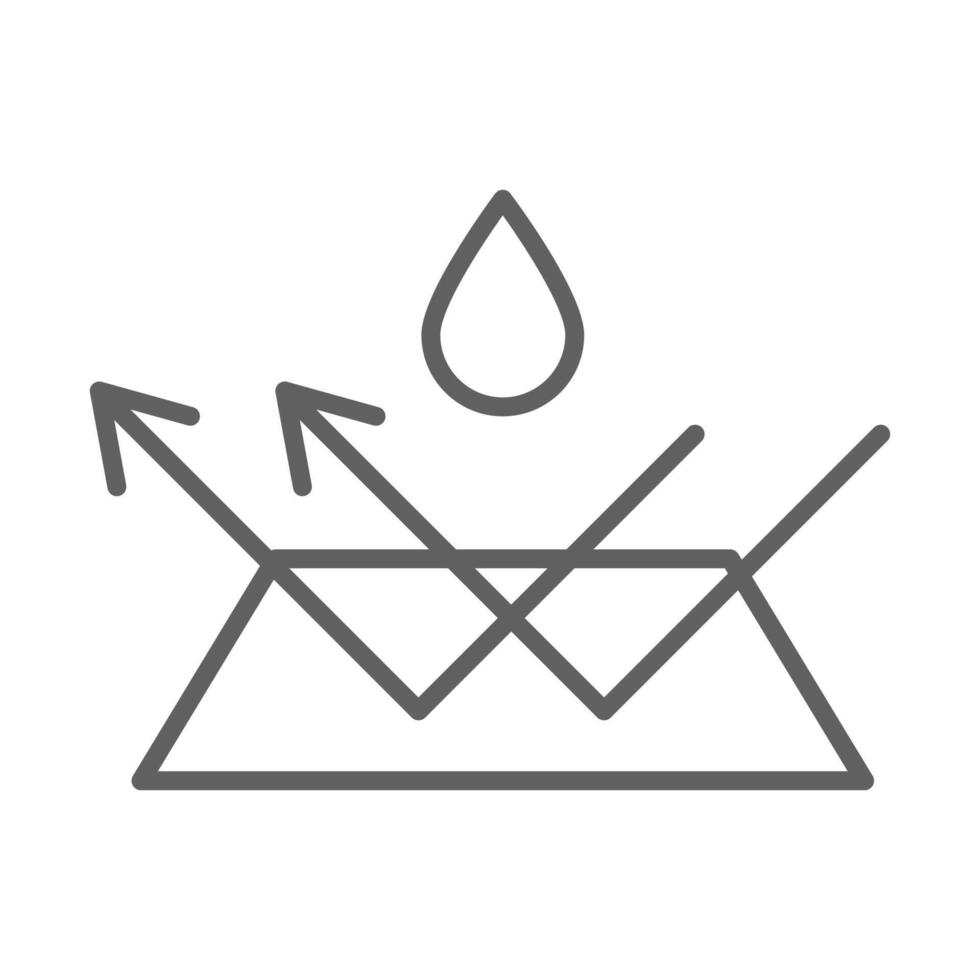 Waterproof icon water protection, surface protection from liquid. Line arrow and water drop. Weather protection symbol. Rainproof material. Simple resistant defence. vector