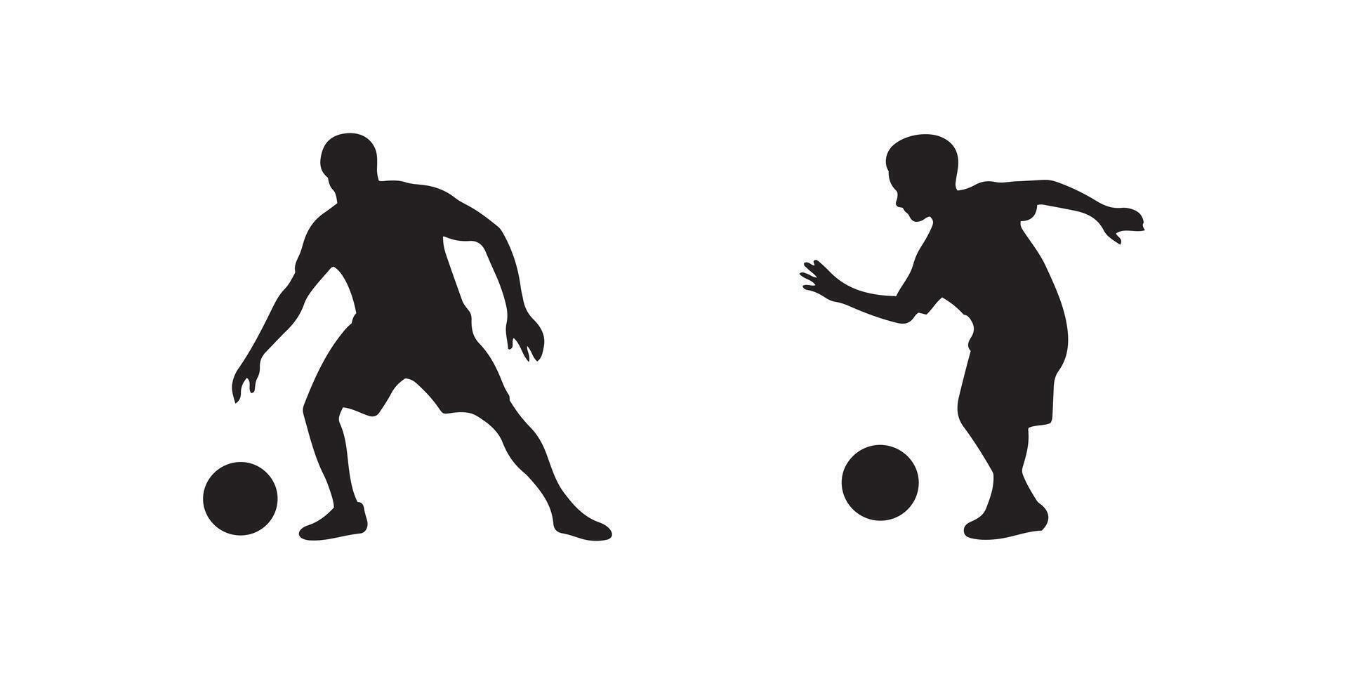 Active Silhouette of Two People Playing Soccer vector