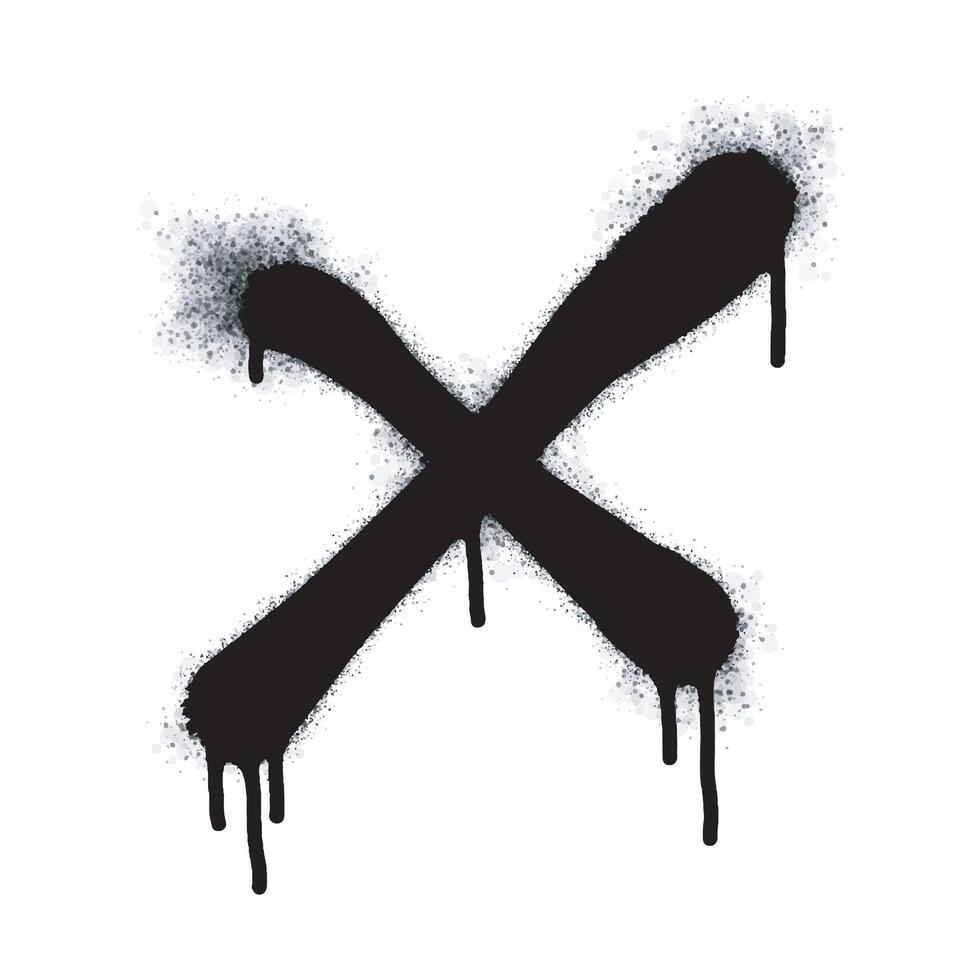 Spray Paint Graffiti x Sprayed separately on a white background. Graffiti font x with black spray paint on white. Illustration of a sign not vector