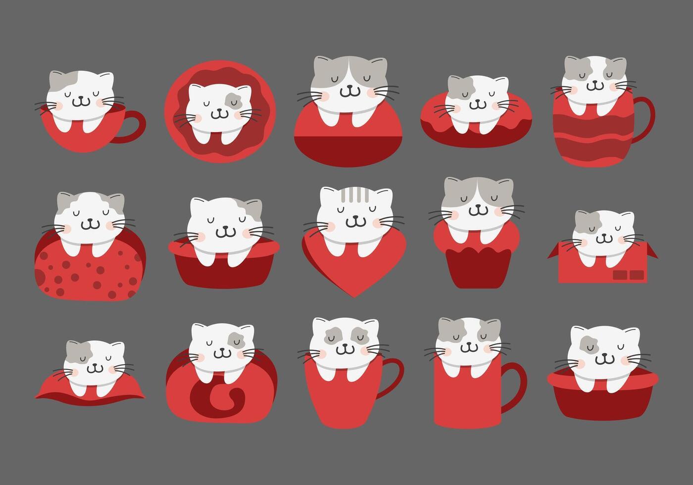 Cute Cat Sleeping Illustration Element vector
