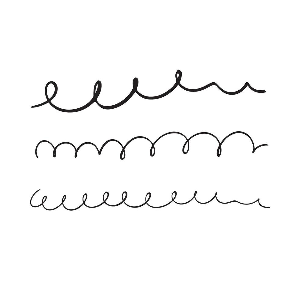 spiral curl hand drawn set vector