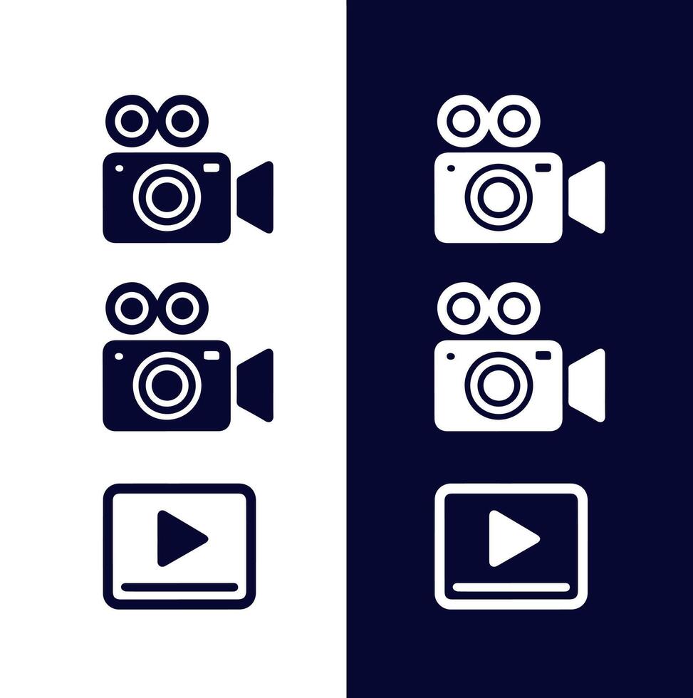 One color camera icon set vector