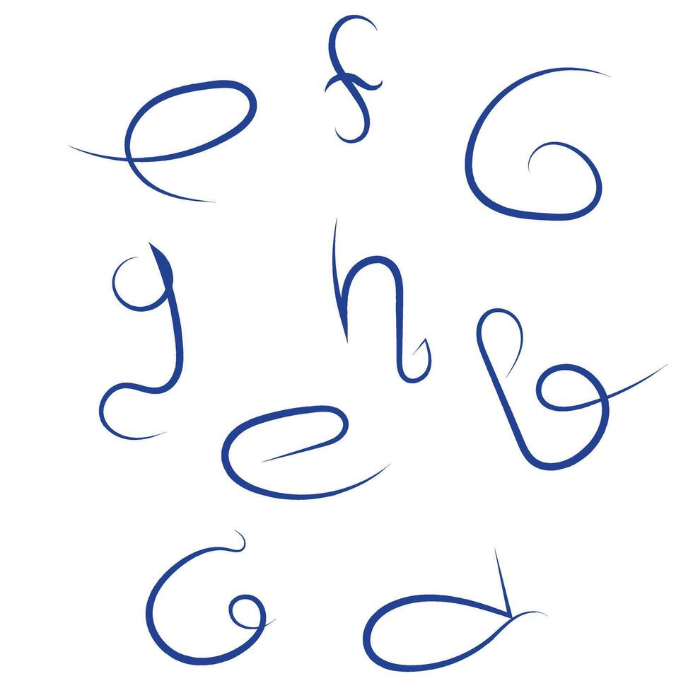 Hand drown pen line set vector
