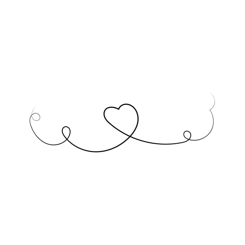 Heart icon one line hand drawing vector